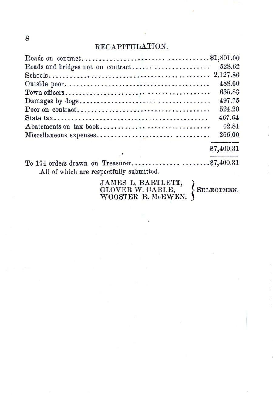 Oxford Town Report for year ending September 20, 1890 - Page 8