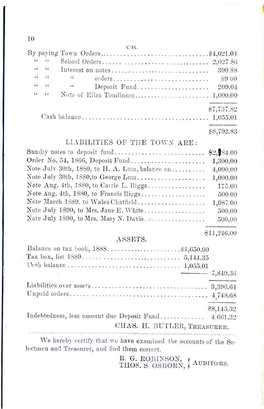 Oxford Town Report for year ending September 20, 1890 - Page 10