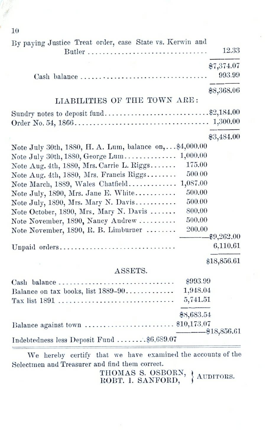 Oxford Town Report for year ending September 17, 1892 - Page 10