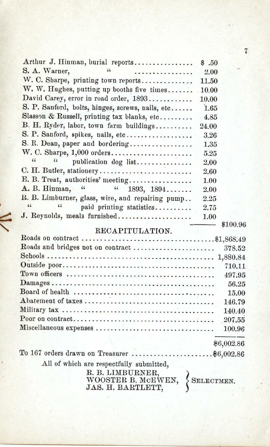 Oxford Town Report for year ending September 20, 1894 - Page 7