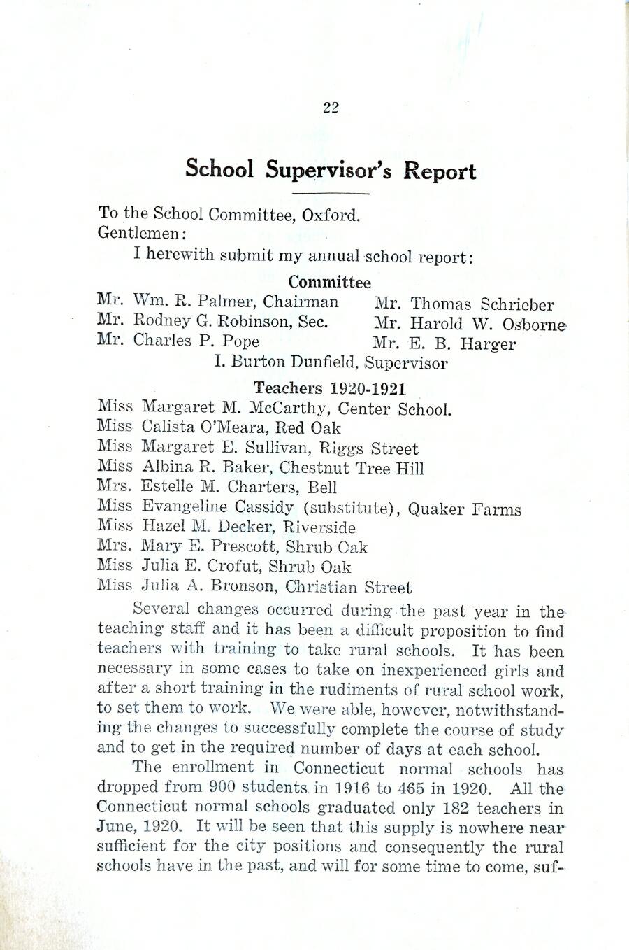 Oxford Town Report for year ending August 31, 1920 - Page 22