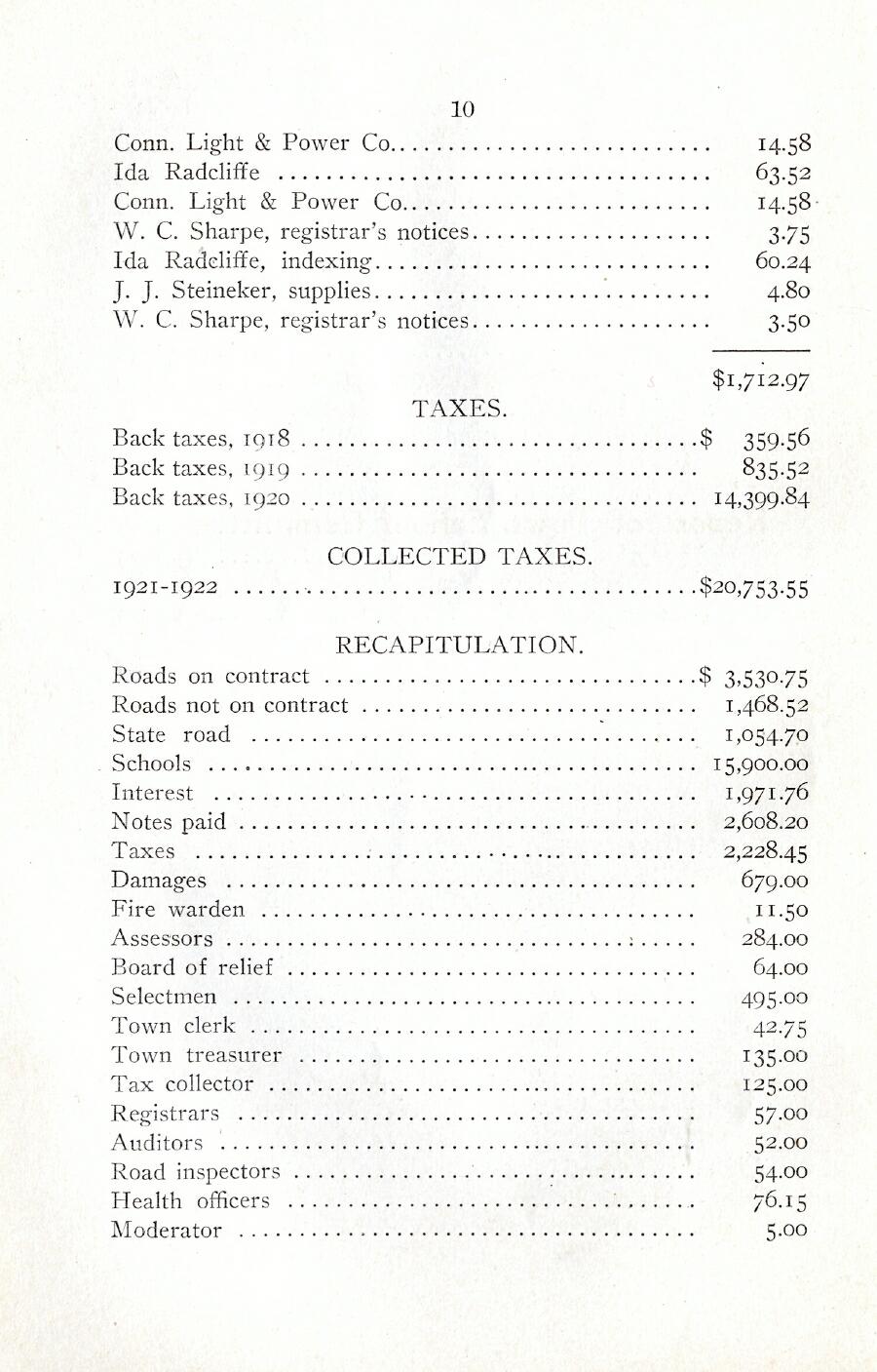 Oxford Town Report for year ending August 31, 1922 - Page 10
