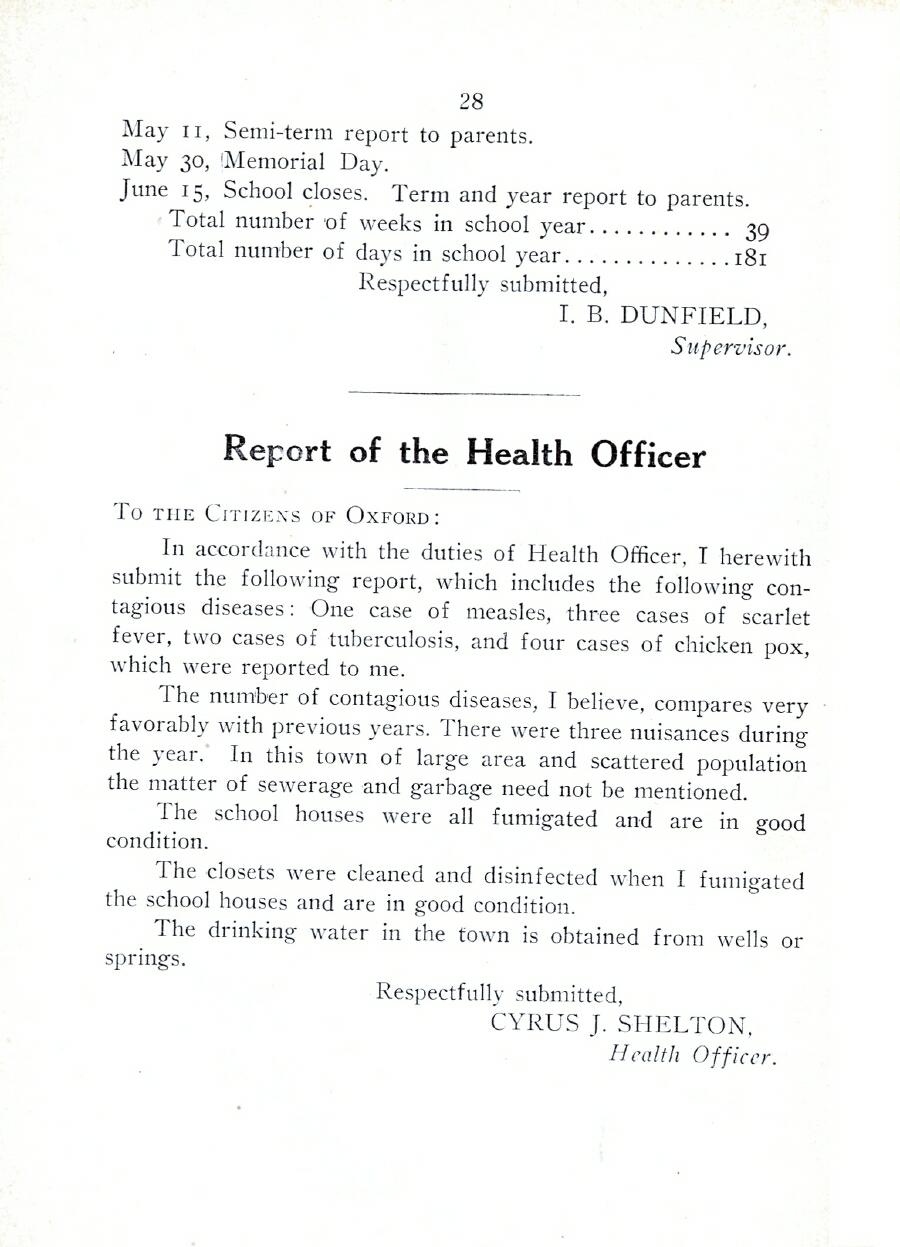 Oxford Town Report for year ending August 31, 1922 - Page 28