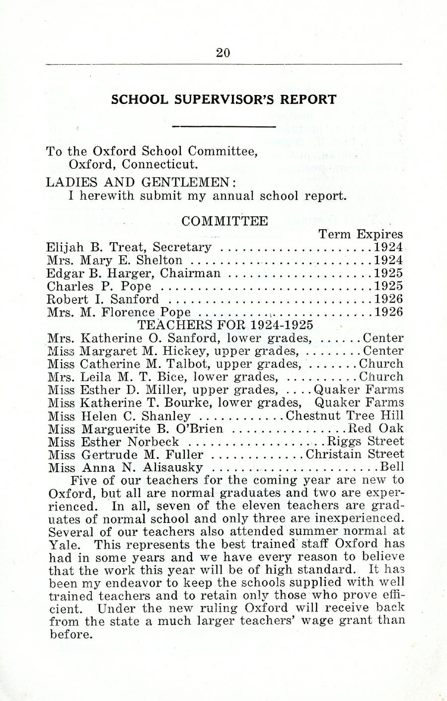 Oxford Town Report for year ending August 31, 1924 - Page 20