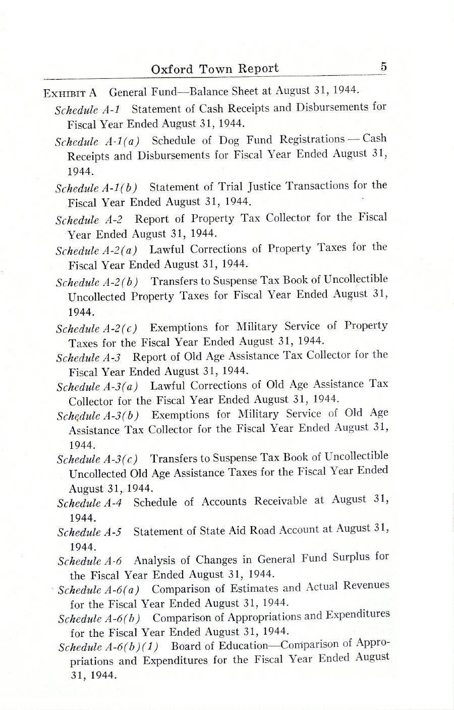 Oxford Town Report for year ending August 31, 1944 - Page 5