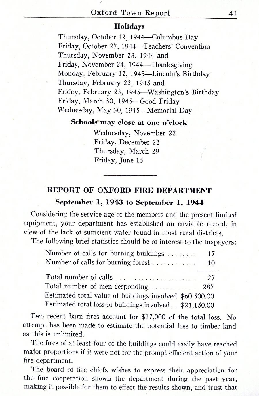 Oxford Town Report for year ending August 31, 1944 - Page 41